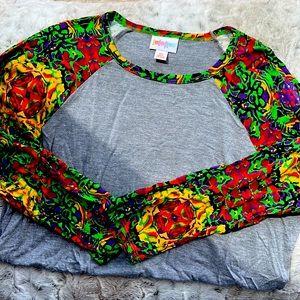LuLaRoe Multicolor & Gray Henley